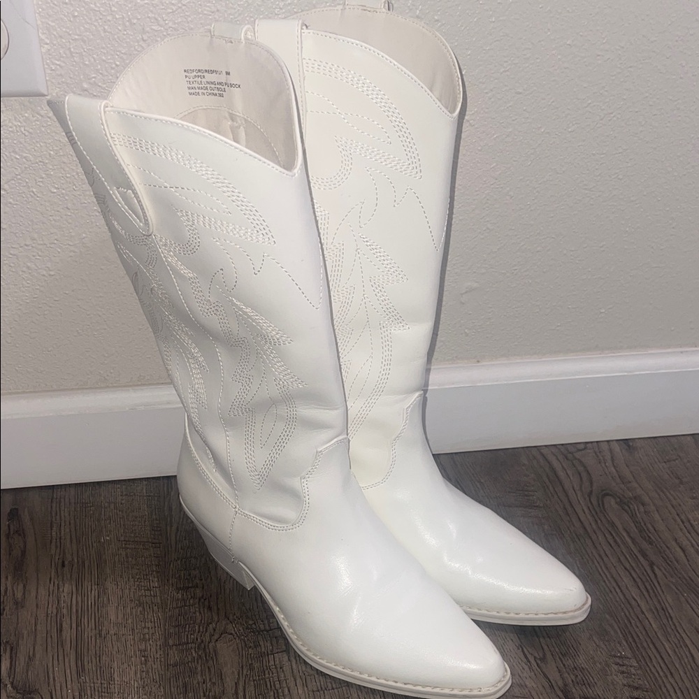 Madden Girl White Women's Western Heeled Boots